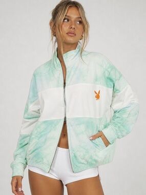 Playboy X Missguided Tie Dye Zip Up Sweatshirt